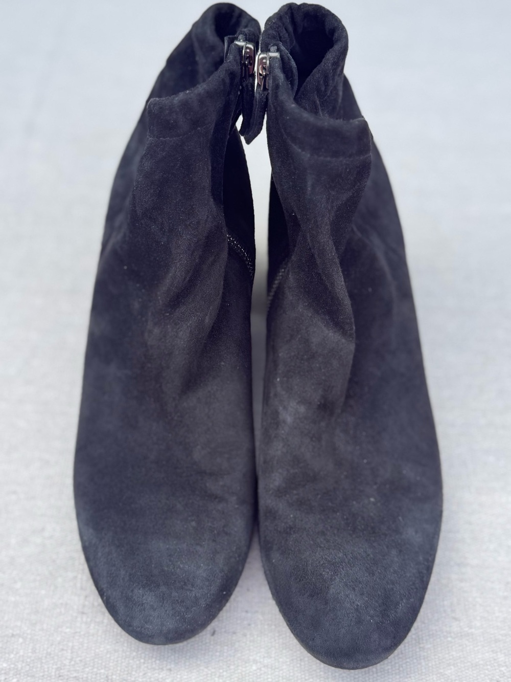 Eileen Fisher Black Suede Ankle Booties with Side Zip